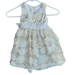 American Princess White and Gold Formal Dress
